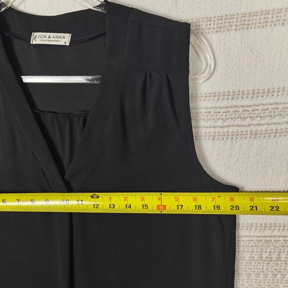 Jon & Anna Black Sleeveless V-Neck Blouse Tank Top Size XL NEW - Picture 3 of 8